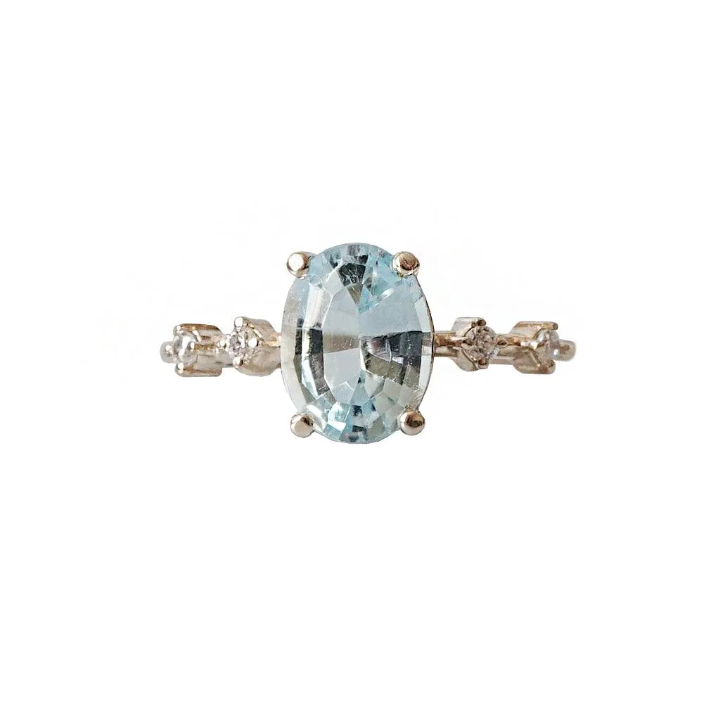 10K Summer Sky Blue Topaz Ring