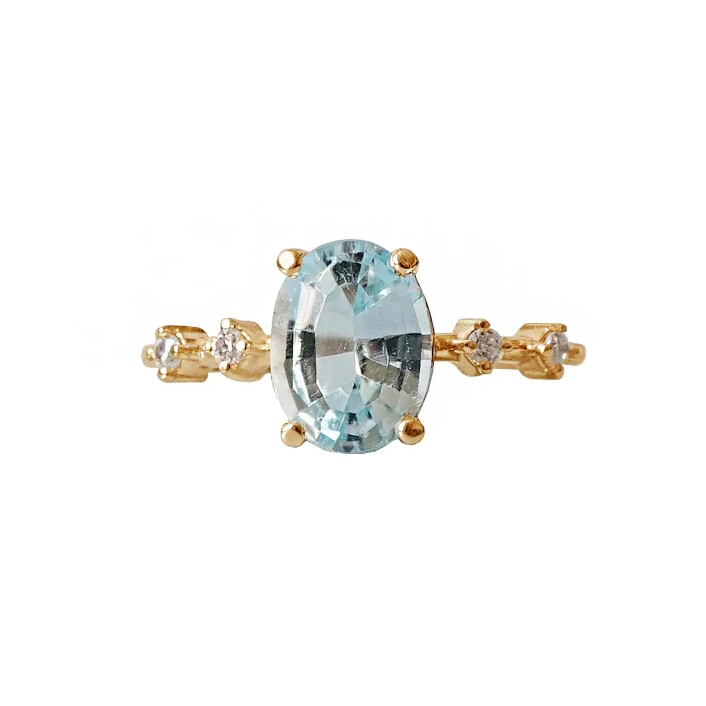 10K Summer Sky Blue Topaz Ring