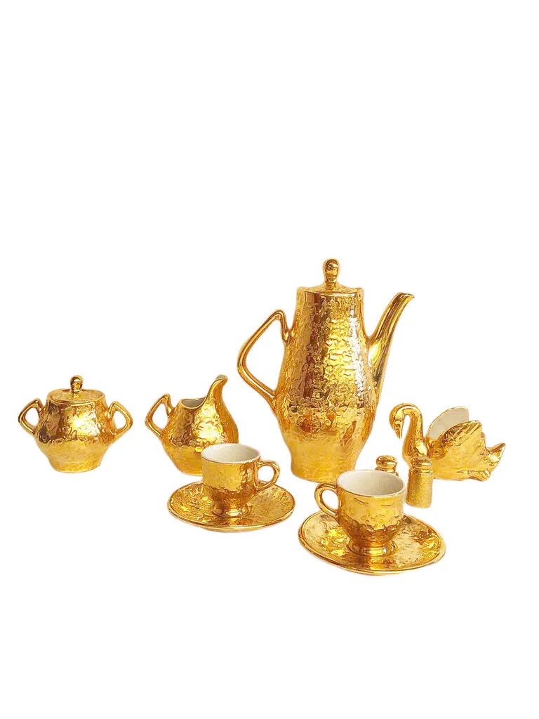 10pc. 1950s Park Ave China Set, 22Kt Weeping Gold Finish