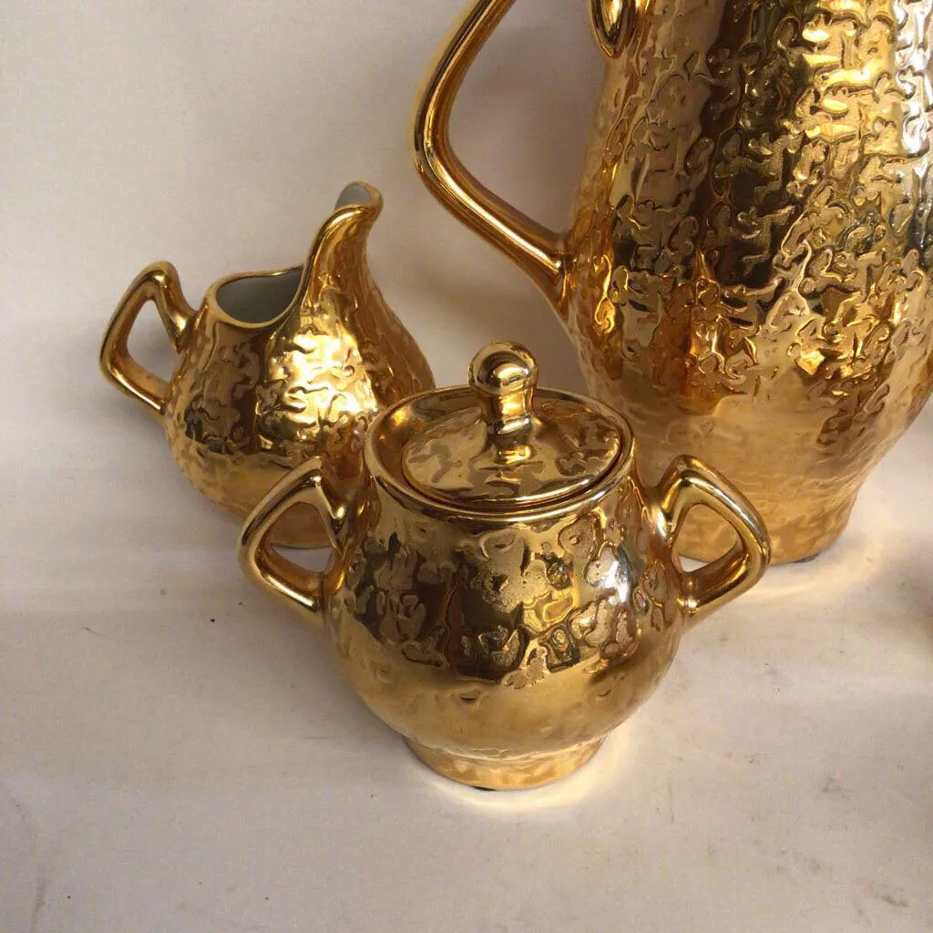 10pc. 1950s Park Ave China Set, 22Kt Weeping Gold Finish