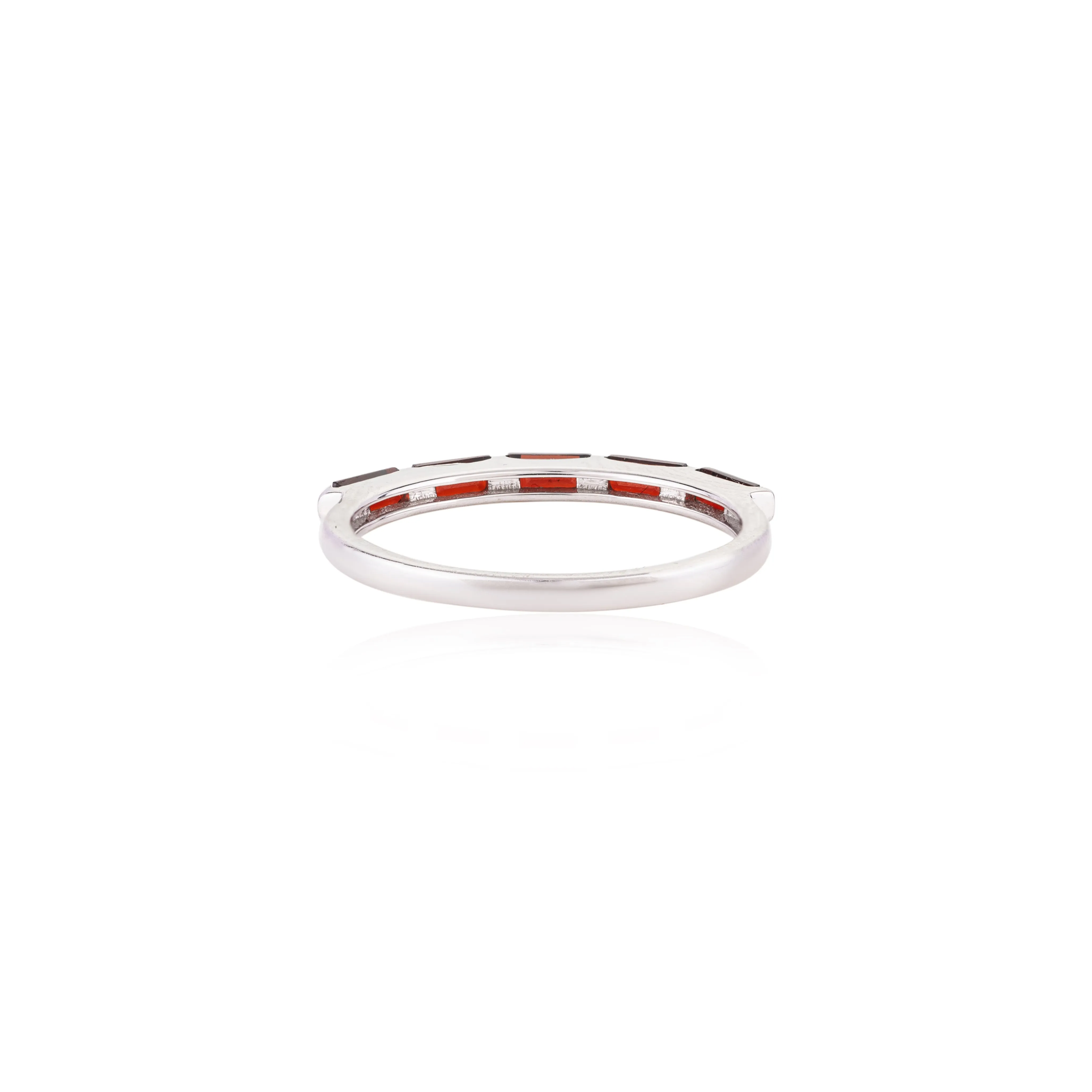 14K Gold Baguette Cut Garnet Half Eternity Band