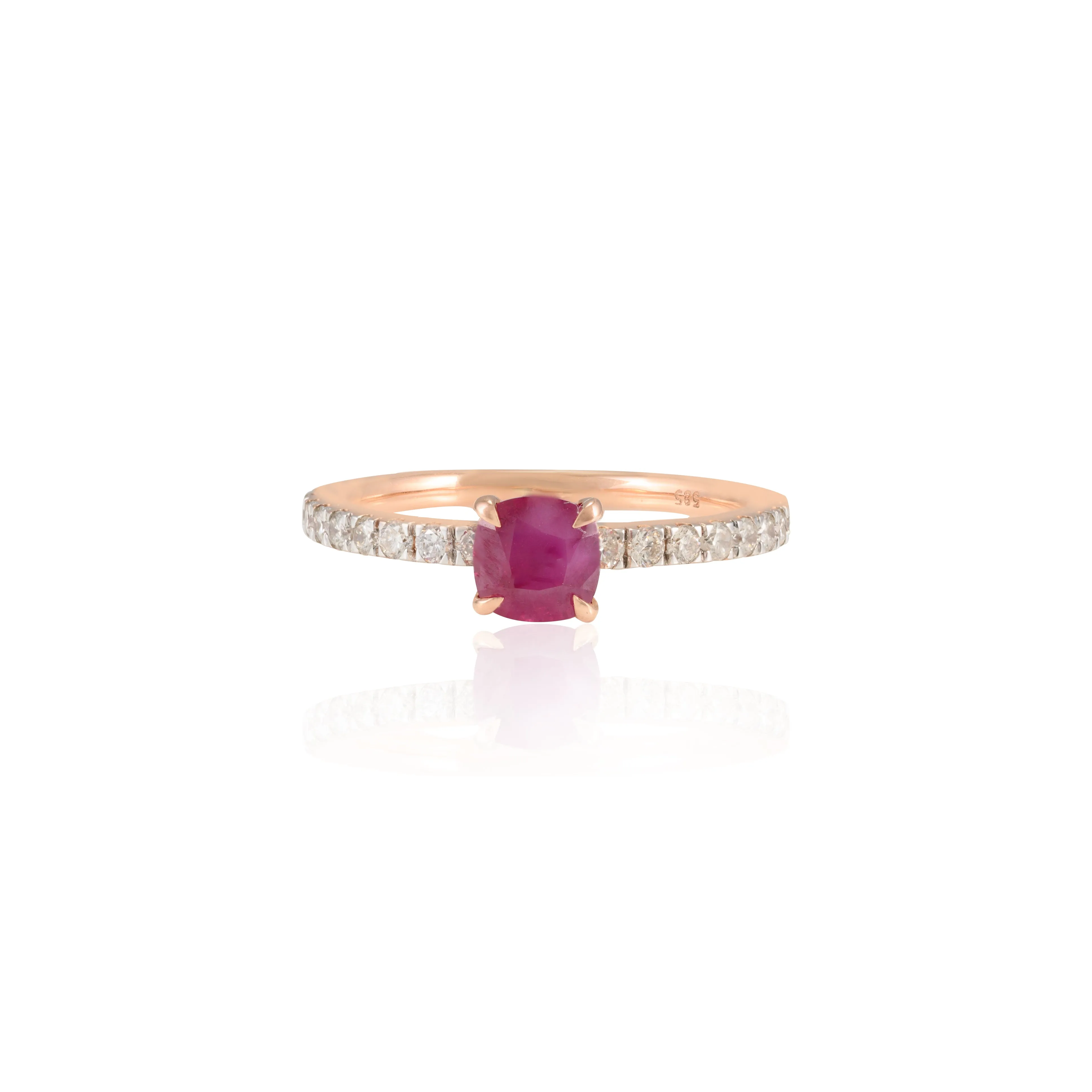 14K Gold Cushion Cut Ruby Statement Ring