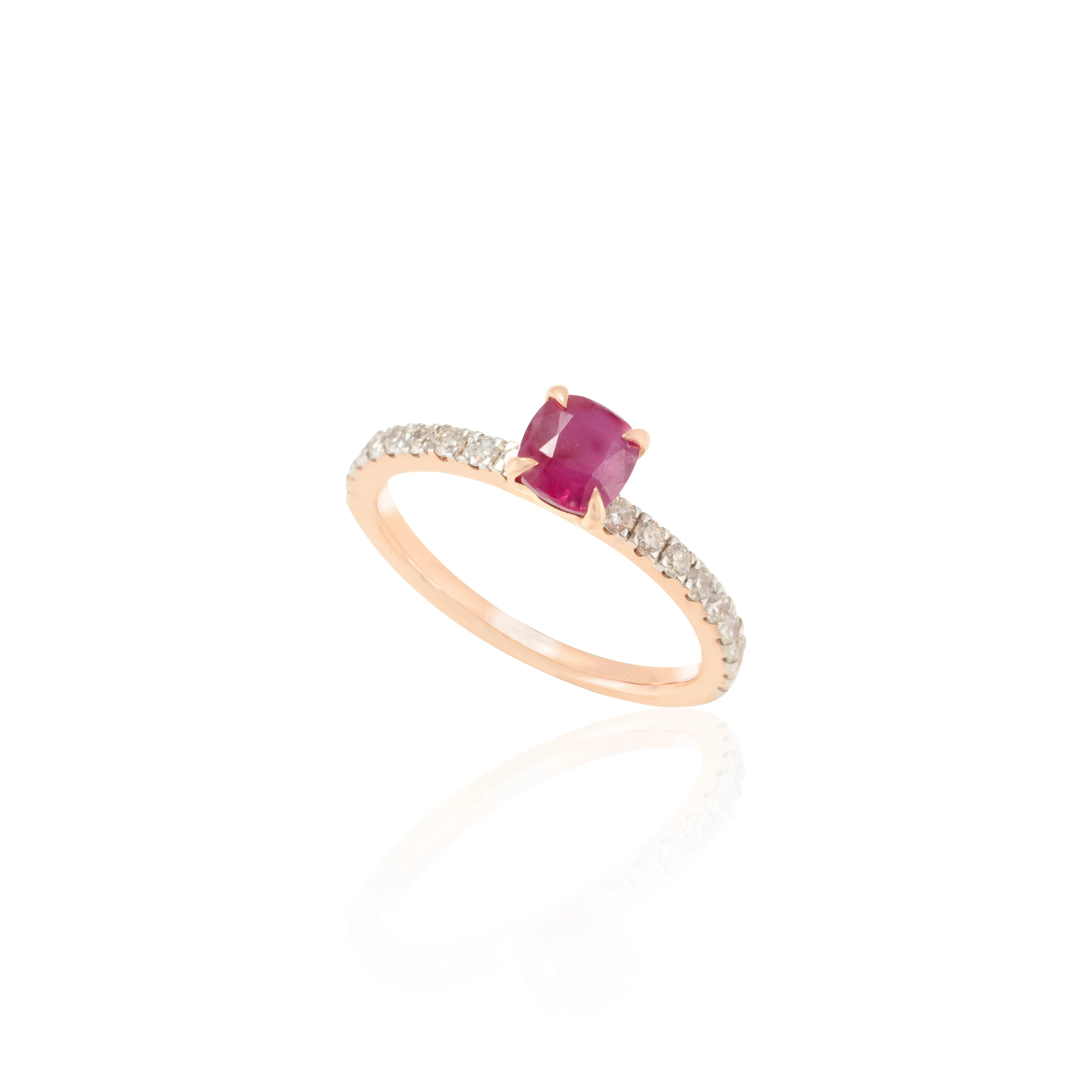 14K Gold Cushion Cut Ruby Statement Ring