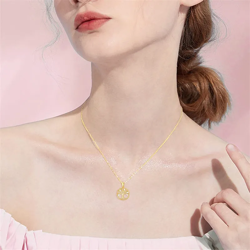 14k Solid Gold Tree of Life Necklace for Women Family Tree Pendant Necklaces for Women Love Heart Tree of Life Jewelry for Women 16-18