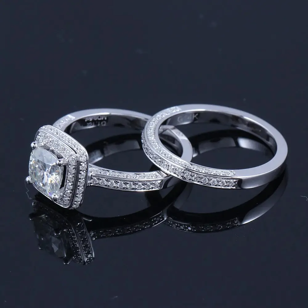 14k White Gold Moissanite Wedding Set (Rings Can Be Bought Separately)