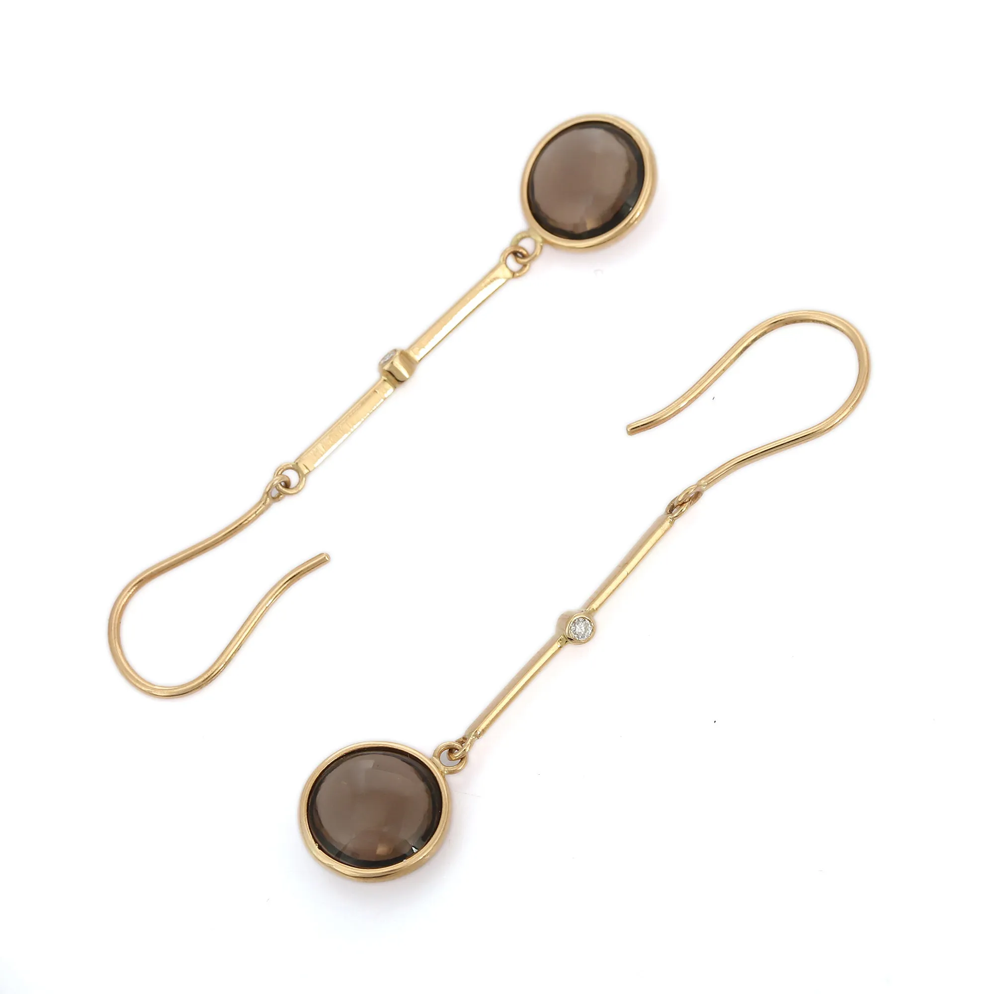 18K Yellow Gold Smoky Topaz Earrings