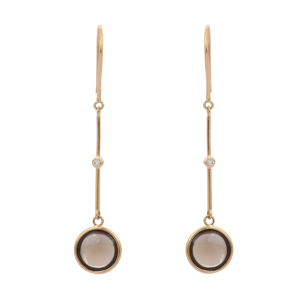 18K Yellow Gold Smoky Topaz Earrings