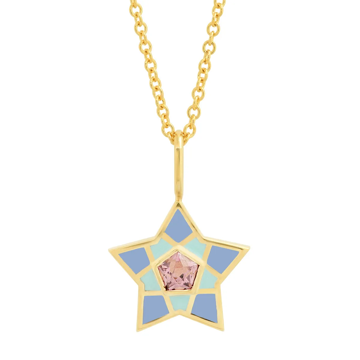 18K YG Kerr Spinel Star Enamel Necklace