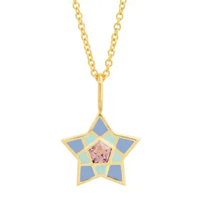 18K YG Kerr Spinel Star Enamel Necklace