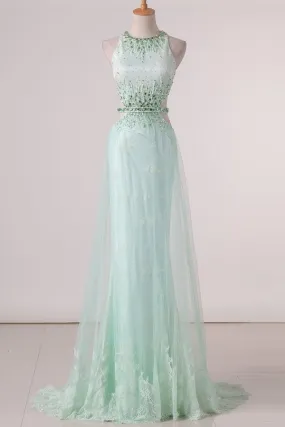 2024 Scoop Mermaid Tulle Prom Dresses With PHYCPE39