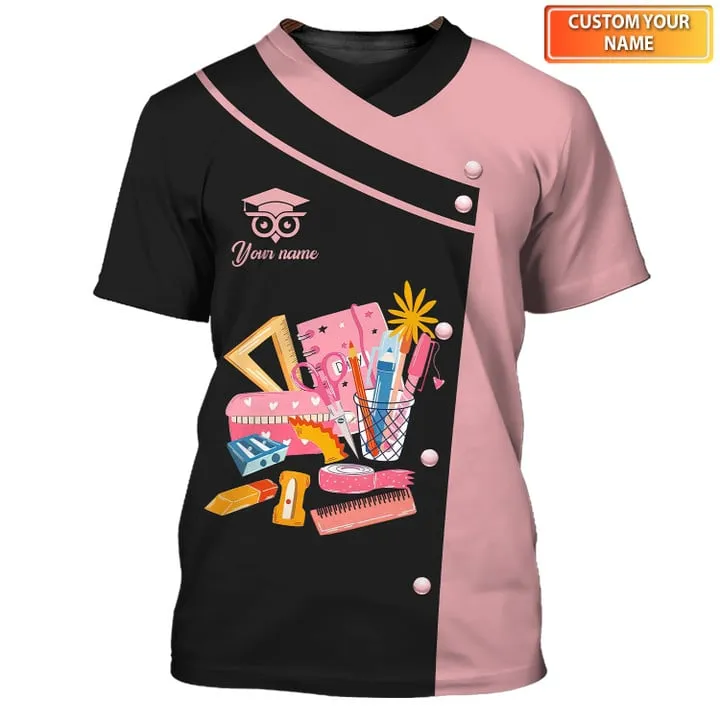 3D All Over Print Black and Pink Teacher Uniform Teacher Life Custom Tee Shirt