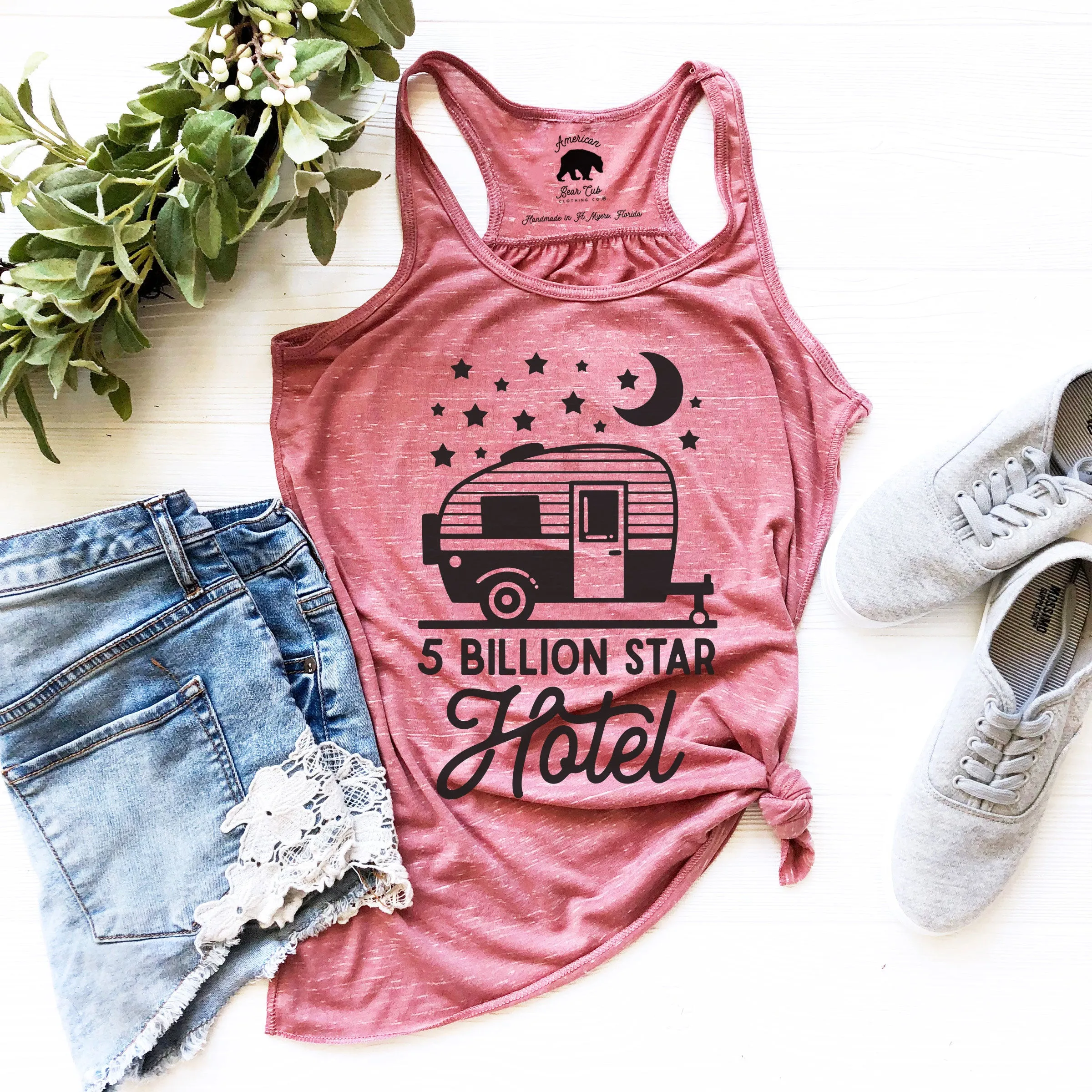 5 Billion Star Hotel flowy racerback tank tops