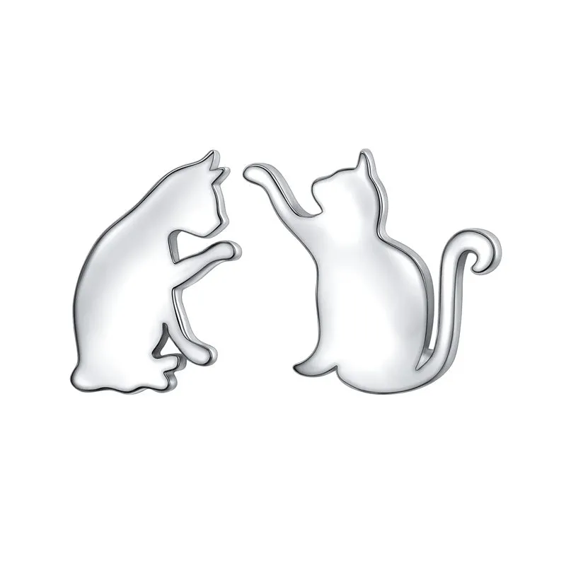 925 Sterling Silver Cute Cat Stud Earrings for Women Teen Girls Birthday Gift