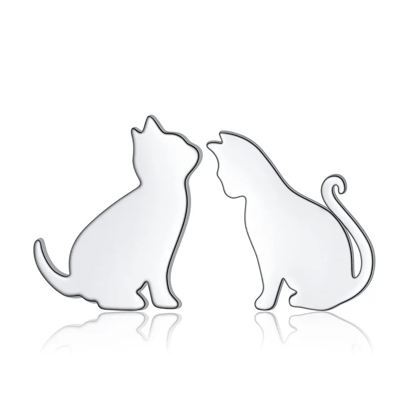 925 Sterling Silver Cute Cat Stud Earrings for Women Teen Girls Birthday Gift