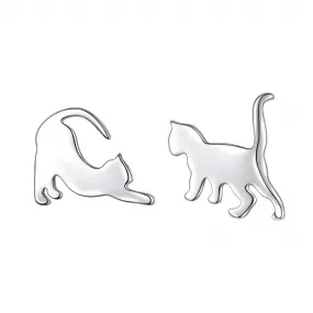 925 Sterling Silver Cute Cat Stud Earrings for Women Teen Girls Birthday Gift