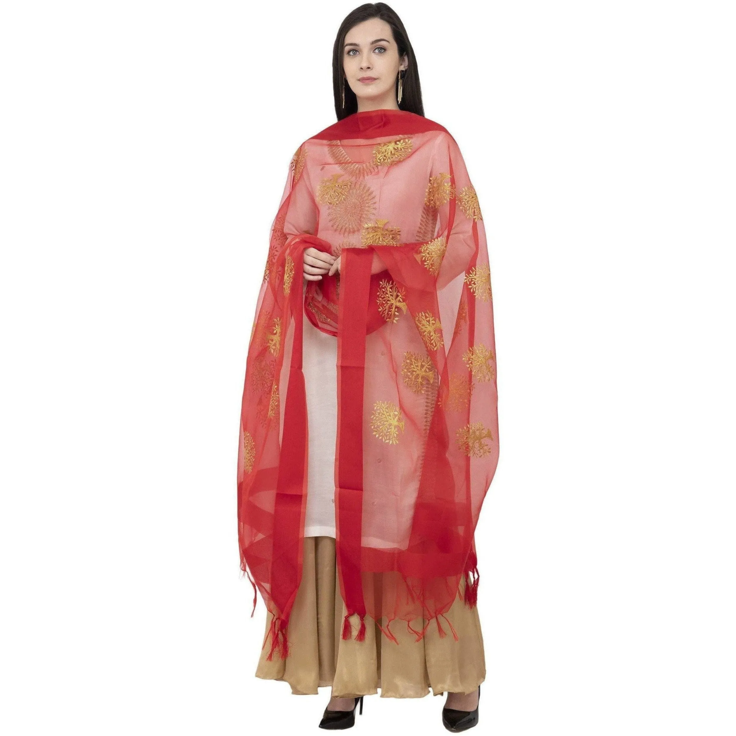 A R Silk Tissue Zari Emb. Fancy Dupatta Mehroon Color Dupatta or Chunni