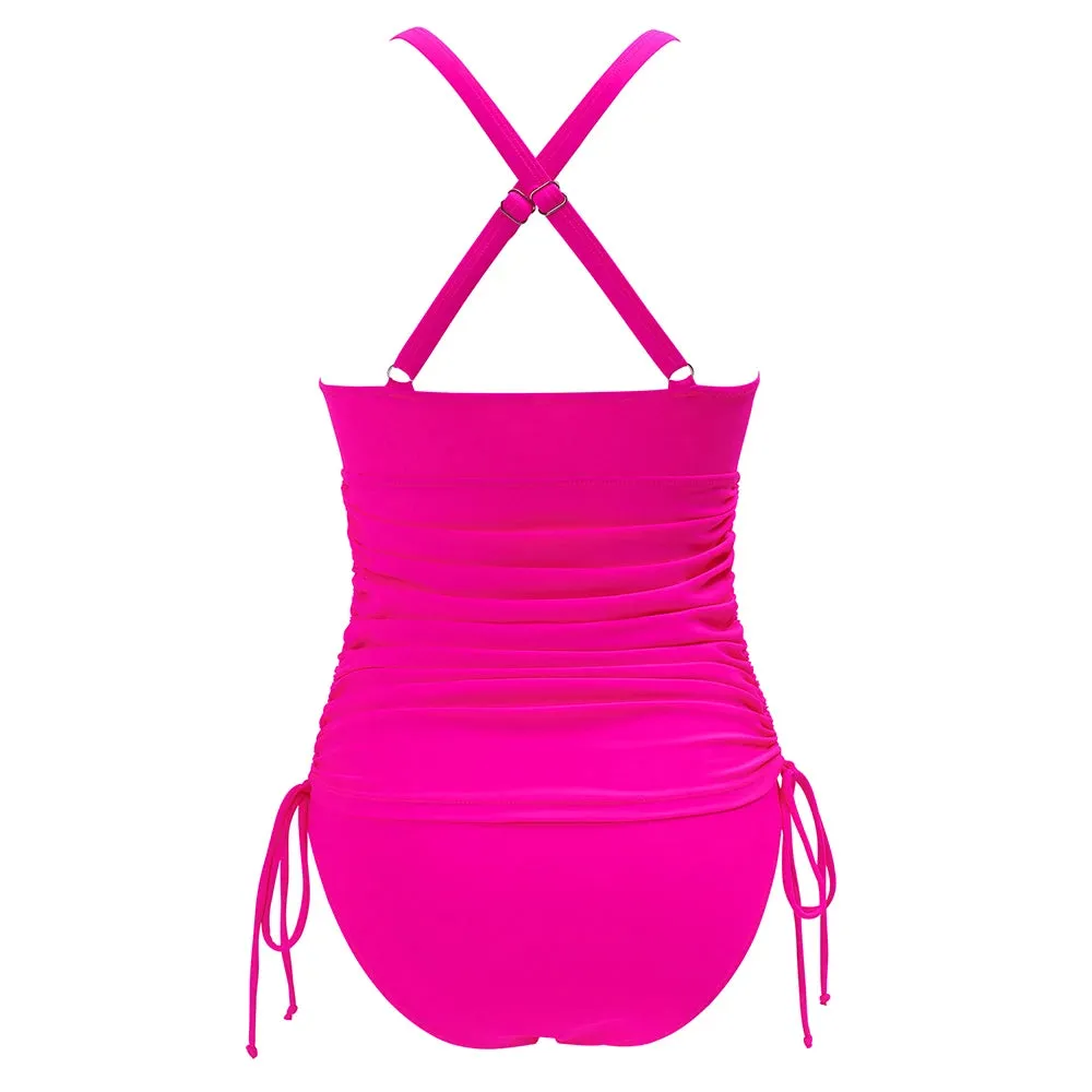 Adriana Pink Push Up Drawstring Tankini