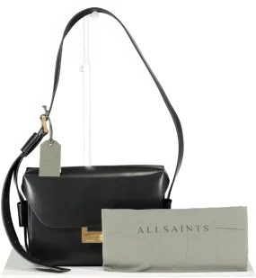 AllSaints Black Leather Etienne Shoulder Bag One Size