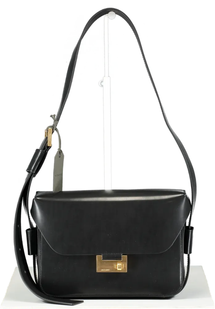 AllSaints Black Leather Etienne Shoulder Bag One Size