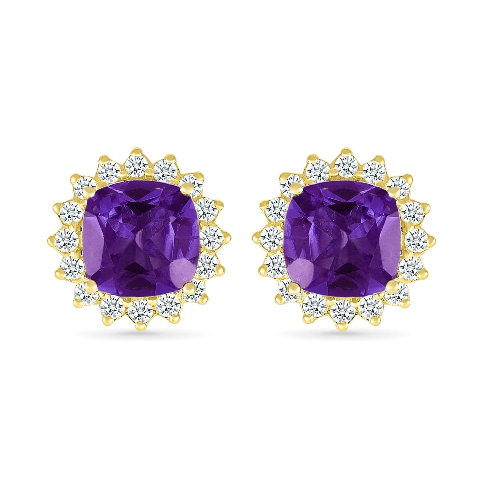 Amethyst with Sapphire Halo Studs