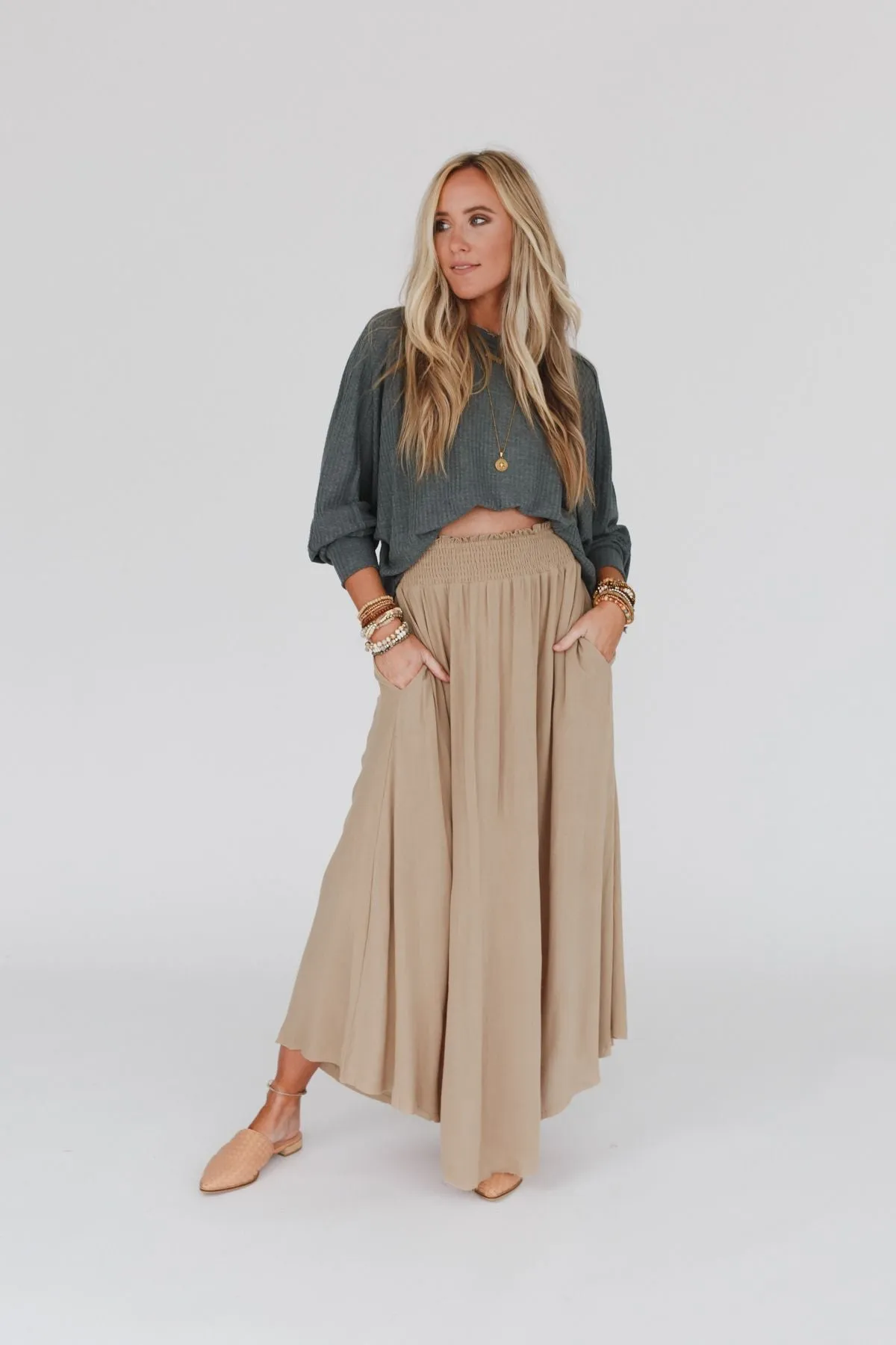 Anything Goes Maxi Skirt - Taupe