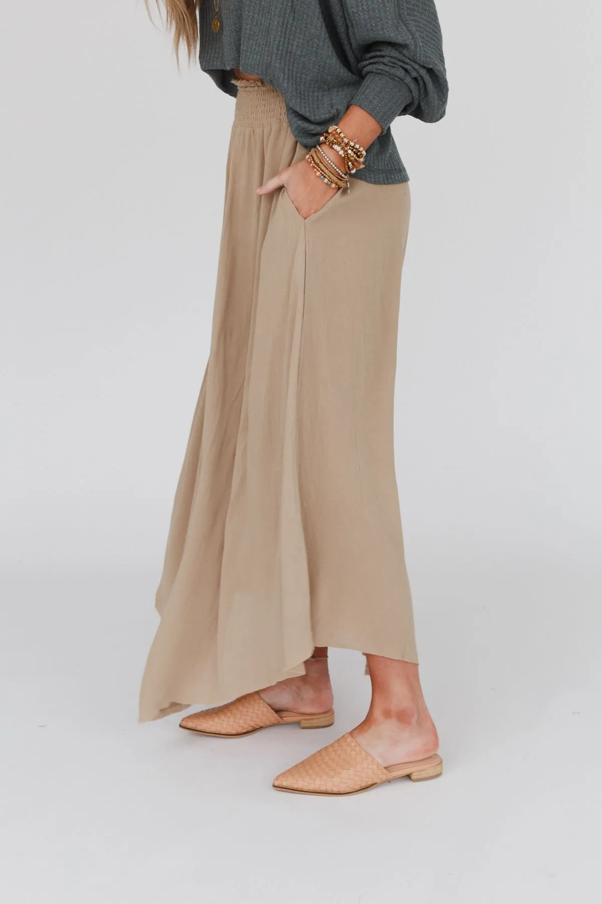 Anything Goes Maxi Skirt - Taupe