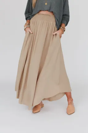 Anything Goes Maxi Skirt - Taupe