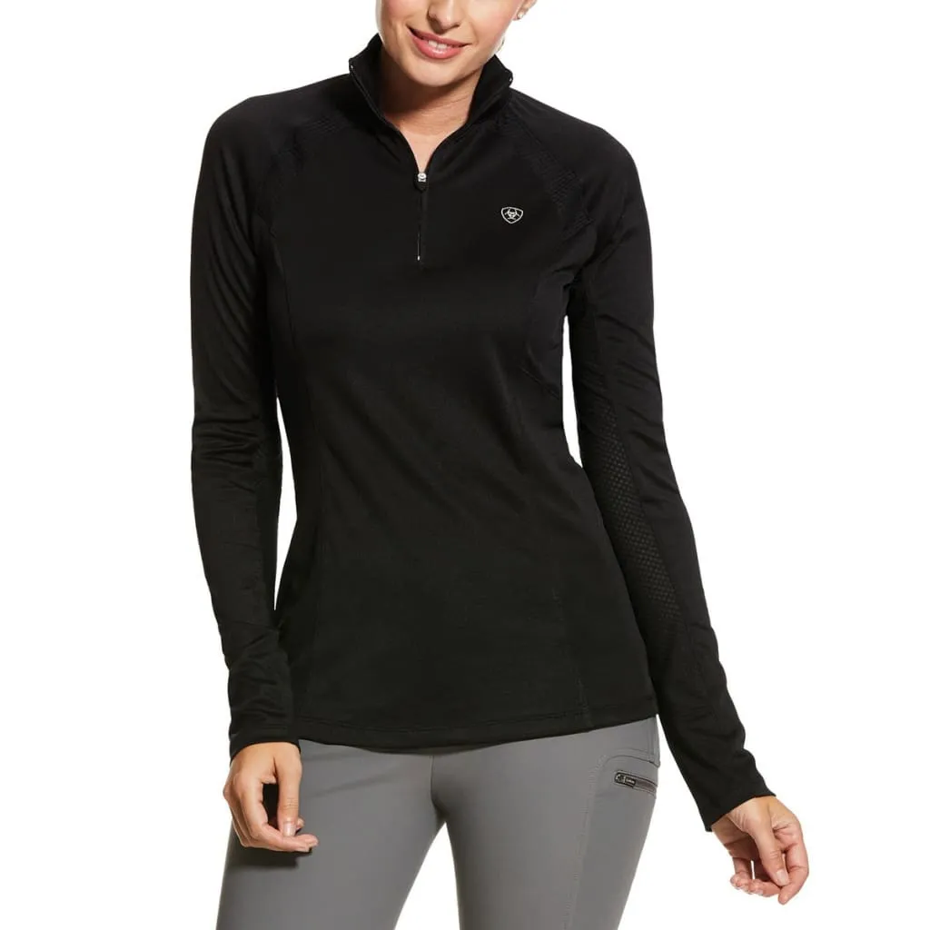 Ariat Ladies Sunstopper 2.0 Quarter Zip Baselayer Black