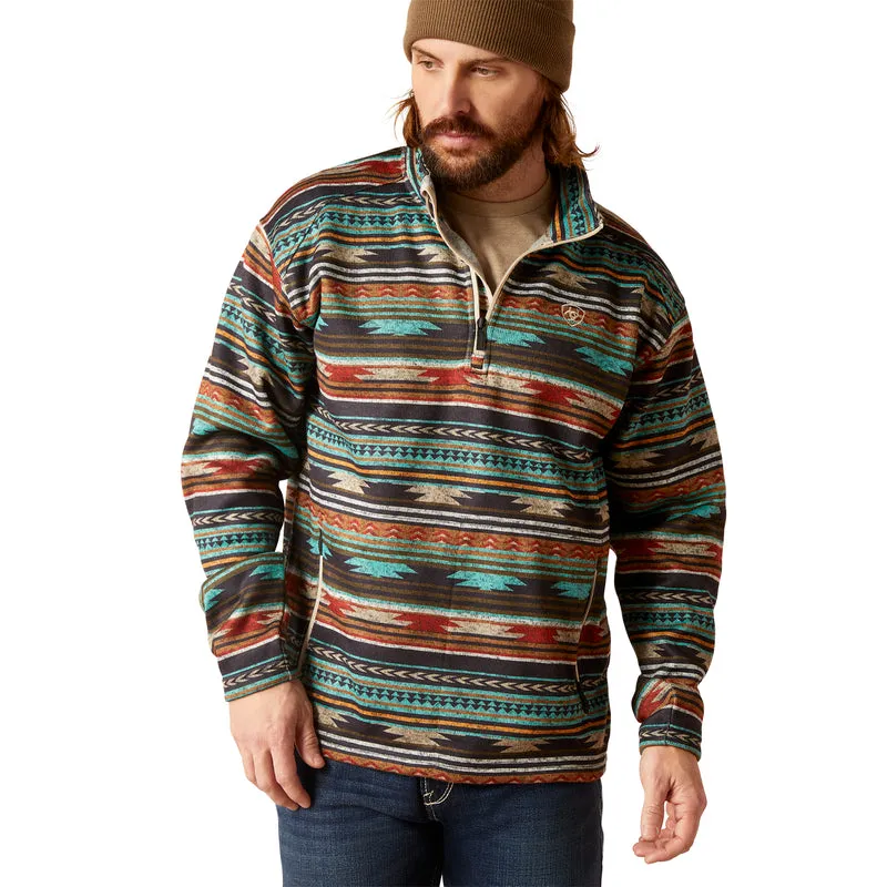 'Ariat' Men's Caldwell 1/4 Zip Pullover Sweater - Biscay Bay Serape