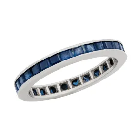 Art Deco Platinum Square Cut Sapphire Eternity Band