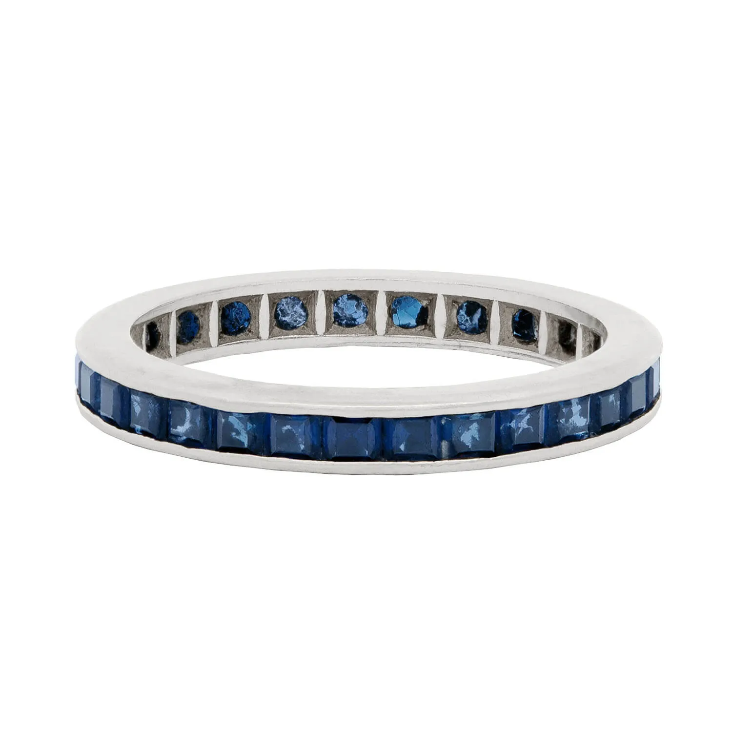 Art Deco Platinum Square Cut Sapphire Eternity Band