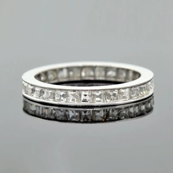 Art Deco Platinum Square Fancy Cut Diamond Eternity Band 2.25ctw