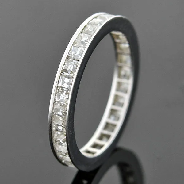 Art Deco Platinum Square Fancy Cut Diamond Eternity Band 2.25ctw