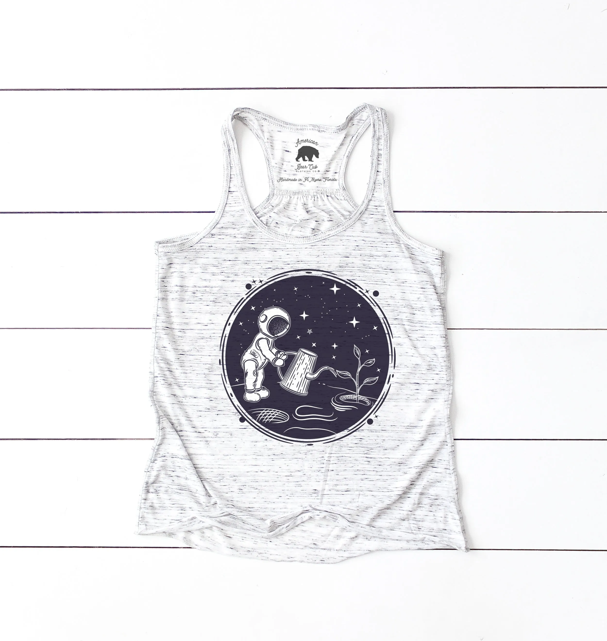 Astronaut Gardening flowy racerback tank tops