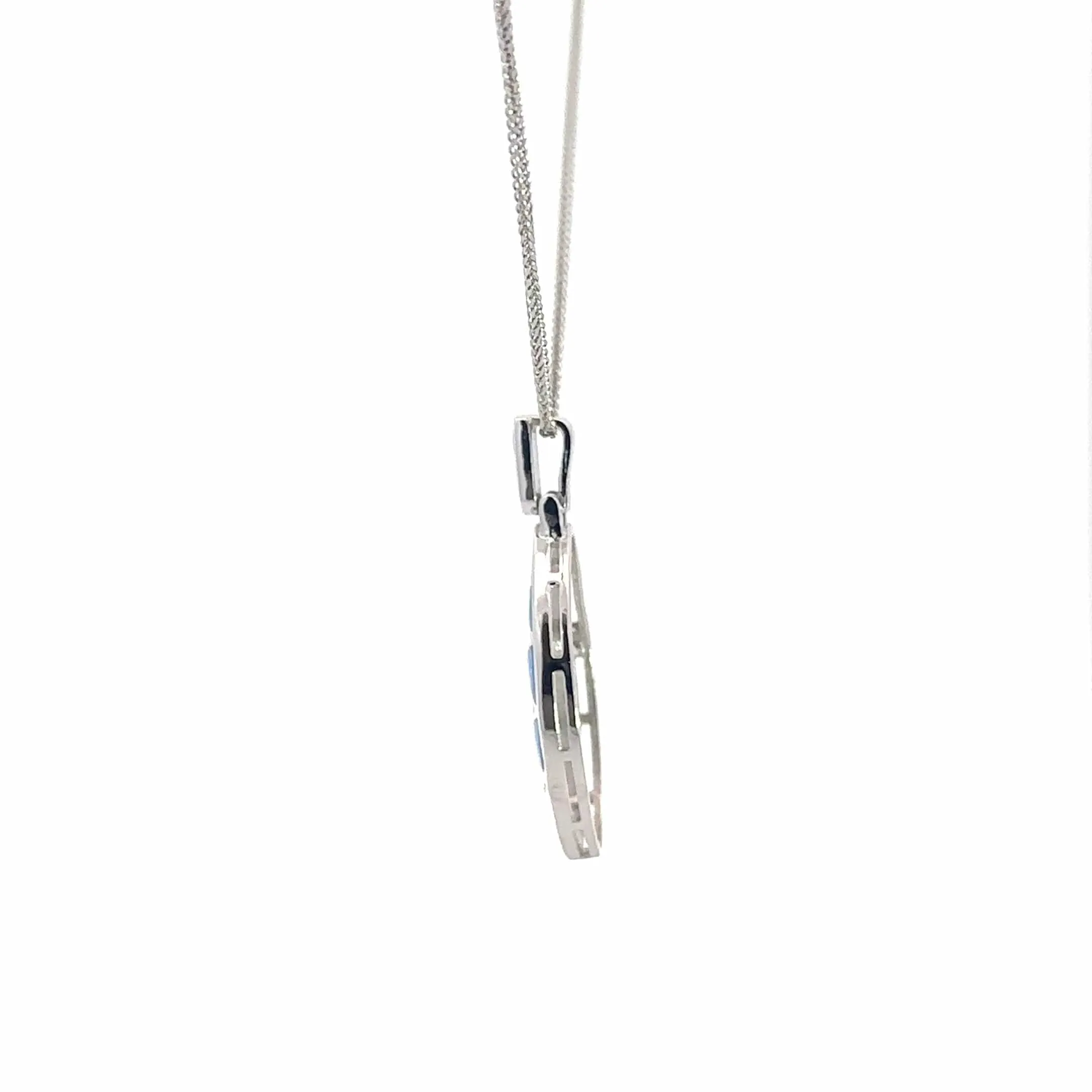 Baikalla Sterling Silver Lab-Made Opal Bezel Pendant Necklace