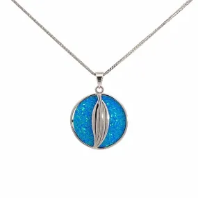 Baikalla Sterling Silver Lab-Made Opal Leaf Pendant Necklace