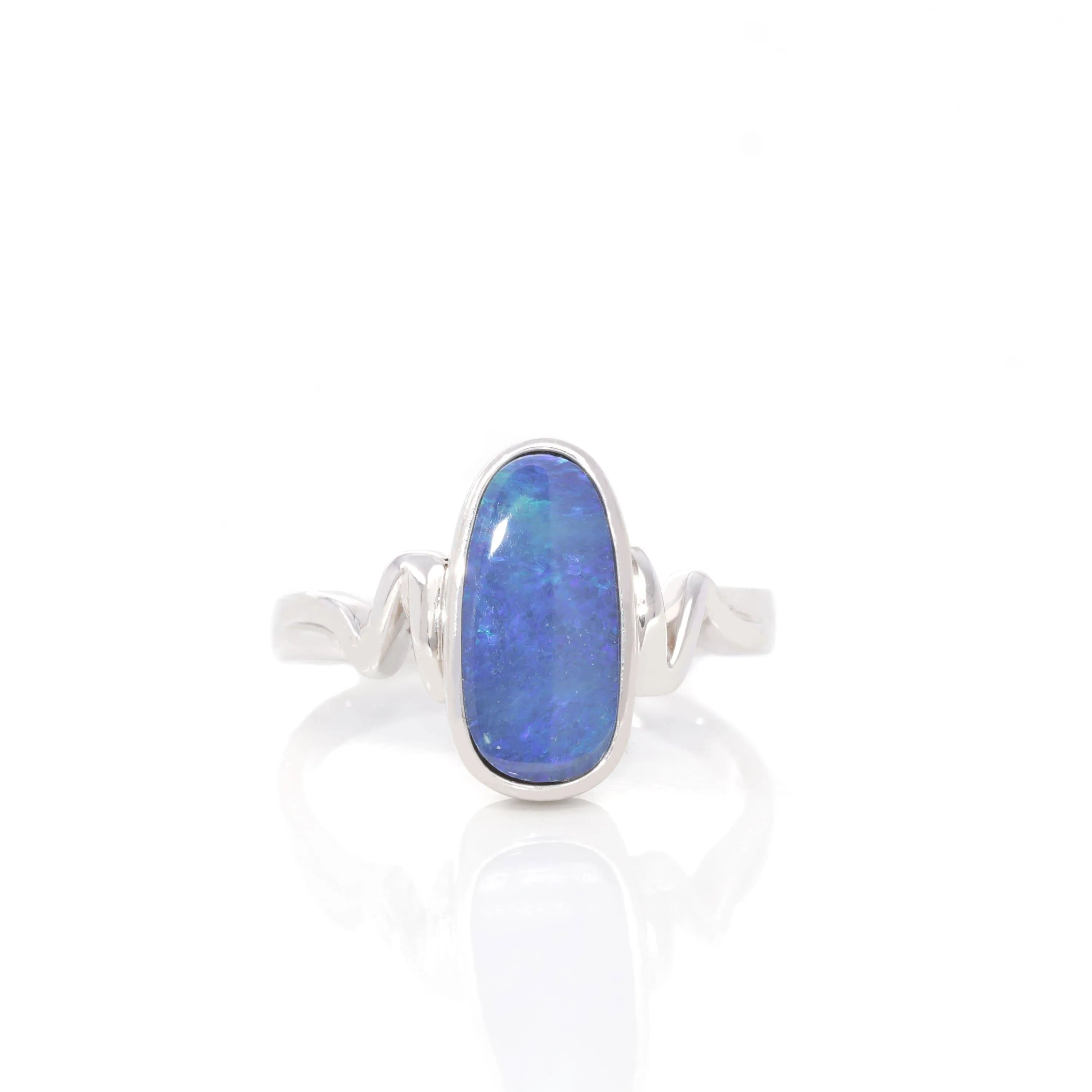 Baikalla? Sterling Silver Oval Australian Black Opal Bezel Set Ring