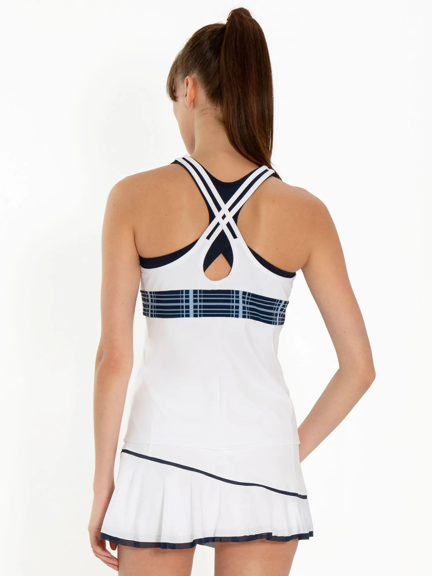 Bailey Criss Cross Back Tank - White/Academy