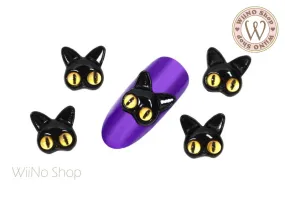 Black Cat with Yellow Eyes Nail Metal Charm - 2 pcs