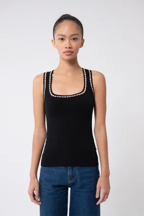 Black Gloss Square Scoop Neck Tank