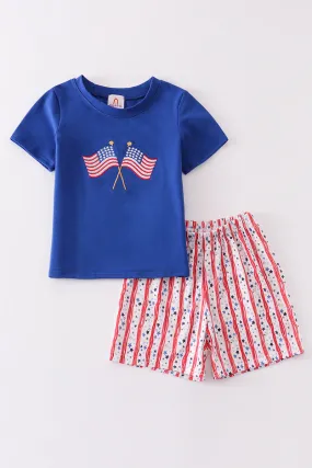 Blue Patriotic flag boy set