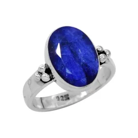 Blue Sapphire Sterling Silver Ring,Oval, Handmade Jewelry, Anniversary Gift for Women