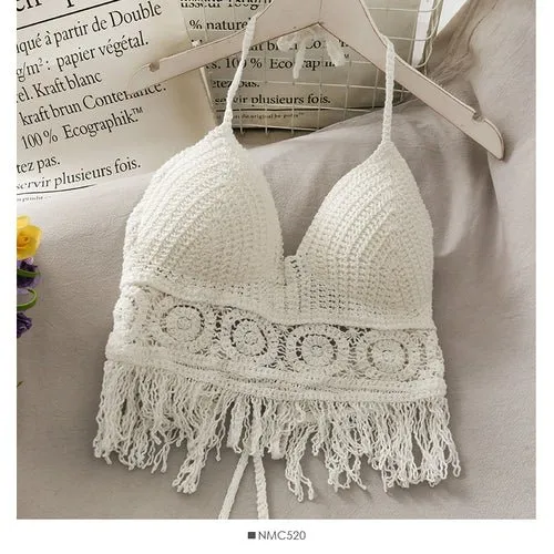 Boho böhmischen Sommer Häkeltop Bikinioberteil eingebauter BH 