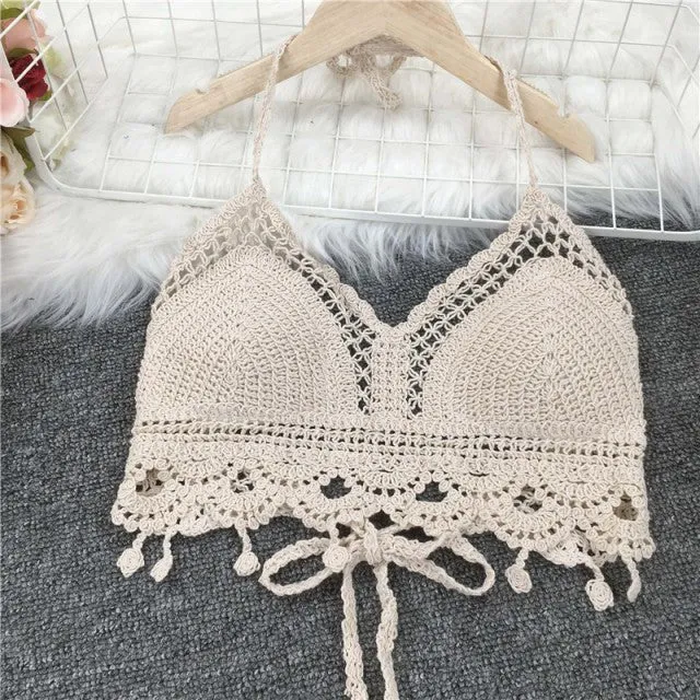 Boho böhmischen Sommer Häkeltop Bikinioberteil eingebauter BH 