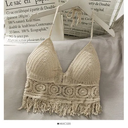 Boho böhmischen Sommer Häkeltop Bikinioberteil eingebauter BH 