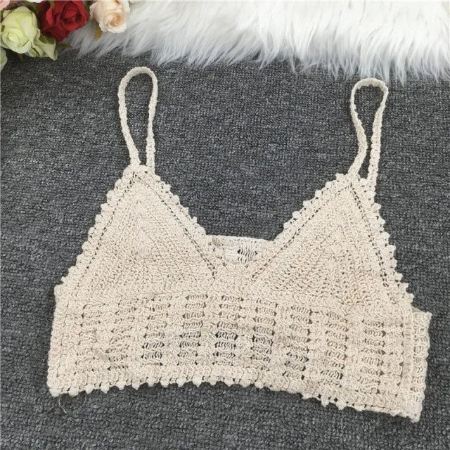 Boho böhmischen Sommer Häkeltop Bikinioberteil eingebauter BH 