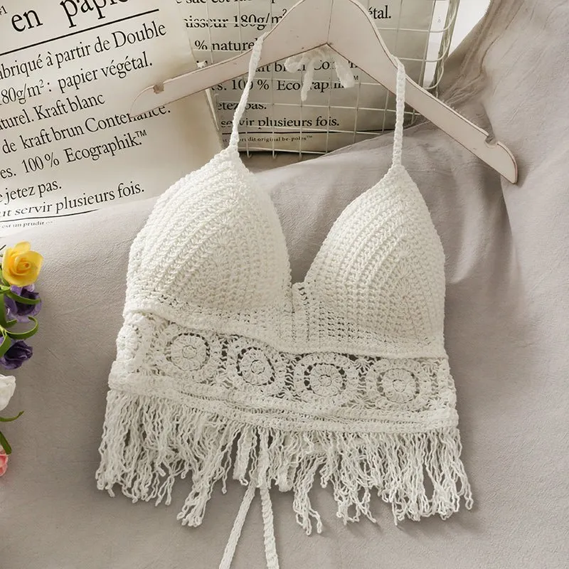 Boho böhmischen Sommer Häkeltop Bikinioberteil eingebauter BH 