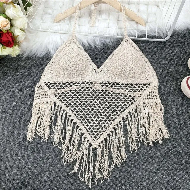 Boho böhmischen Sommer Häkeltop Bikinioberteil eingebauter BH 