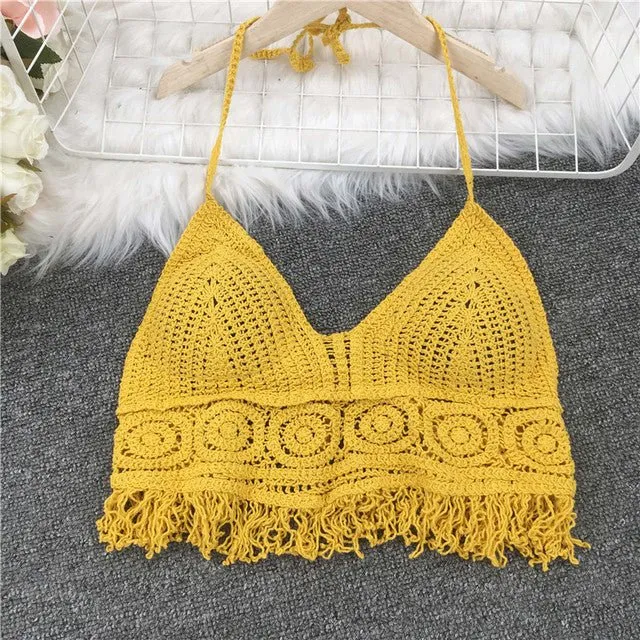 Boho böhmischen Sommer Häkeltop Bikinioberteil eingebauter BH 