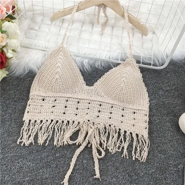 Boho böhmischen Sommer Häkeltop Bikinioberteil eingebauter BH 